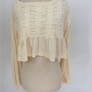 Anthropologie Women’s Cream Ruffle Crop Top